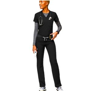 FIGS FIONX KADE CARGO SCRUB PANTS BLACK WOMEN’S SZ S/P